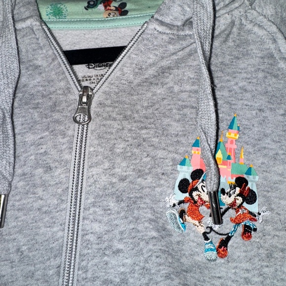Mint Green and Gray Zip-Up Hoodie "play in the Park" - Picture 2 of 4